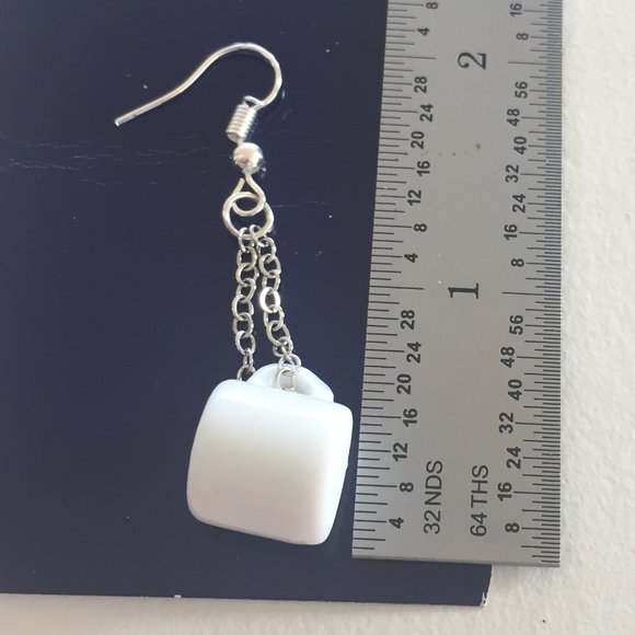 Coffee Tea White Mug Ceramic Earrings Jewelry - Picture 5 of 8